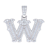 925 Silver Pendant Letter "W" Moissanite 0.94Ctw